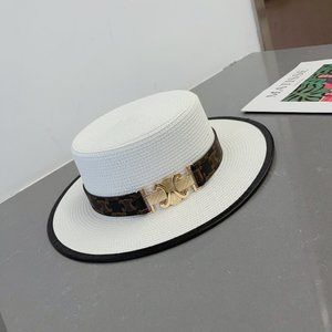 Celine new straw hat, belt buckle top hat